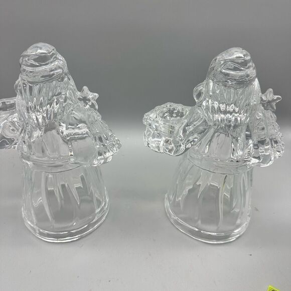 Vintage Imperial 24% lead crystal Santa Clause candlesticks - Picture 7 of 12